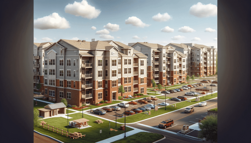 DALL·E 2024 01 04 18.38.10 A realistic depiction of a modest B and C class apartment community in the suburbs of the Midwest featuring 12 to 24 units. The buildings are two to - Moody's Analytics CRE | Q4 2023 Preliminary Trend Announcement