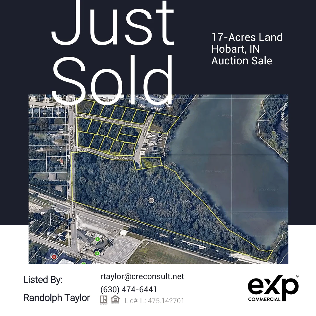 Aerial view of Hobart Indiana property sold by eXp Commercial