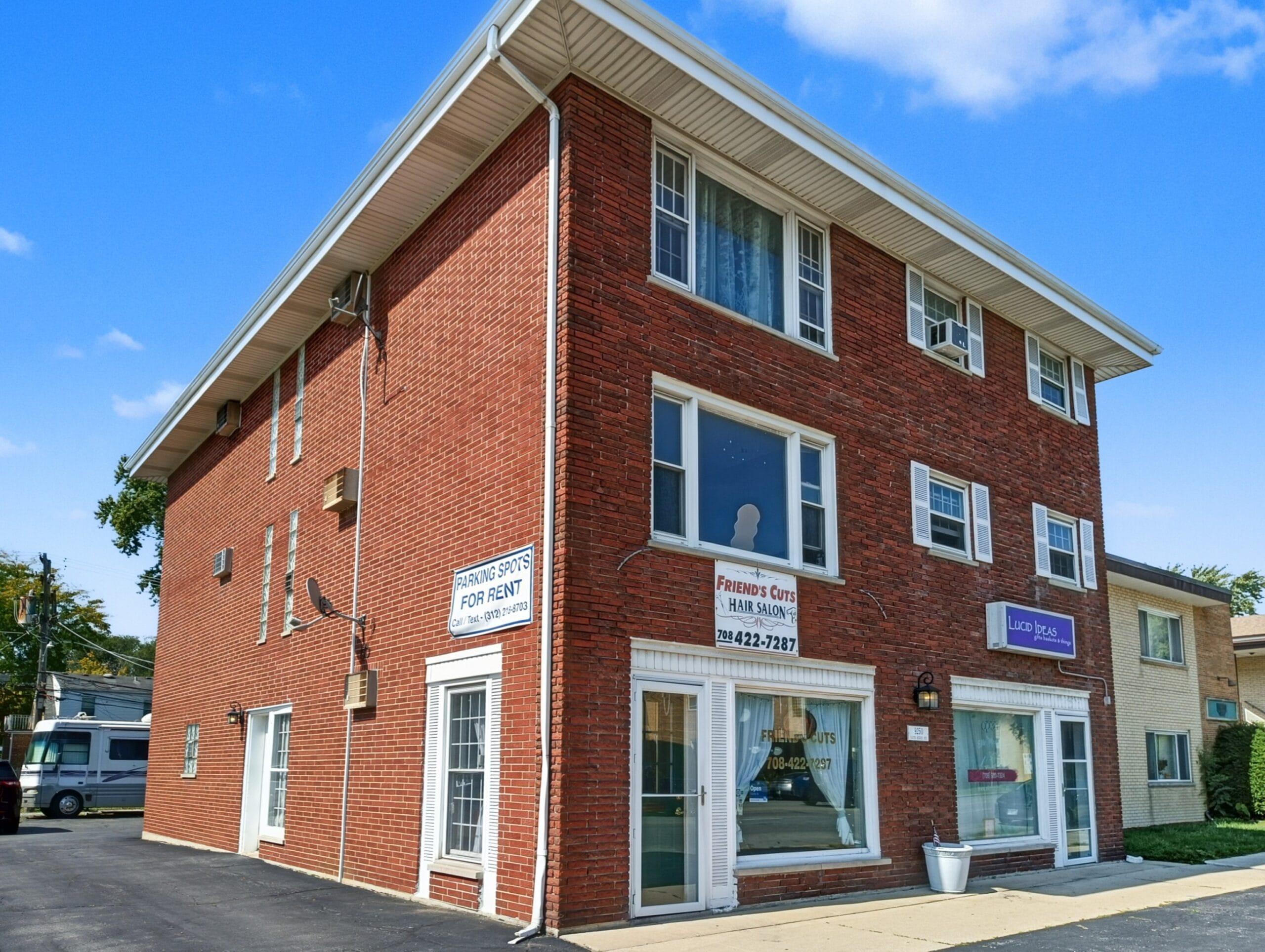 Exterior of 9250 S Kedzie Ave – Evergreen Park Mixed-Use Apartments and Retail