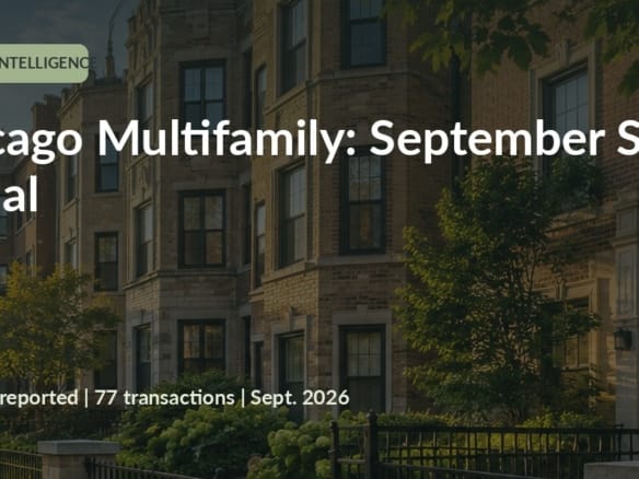 Illustrative Chicago neighborhood apartment buildings representing the September 2026 multifamily sales market